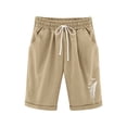 thumbnail image 1 of ZACPNCV Girls Bermuda Shorts Knee Length Straight Leg Long Shorts Loose Casual Solid Drawstring Elastic Waist Short Pants Khaki 11-12 Years, 1 of 6