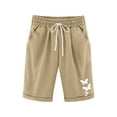 thumbnail image 1 of ZACPNCV Girls Bermuda Shorts Knee Length Straight Leg Long Shorts Loose Casual Solid Drawstring Elastic Waist Short Pants Khaki 3-4 Years, 1 of 6