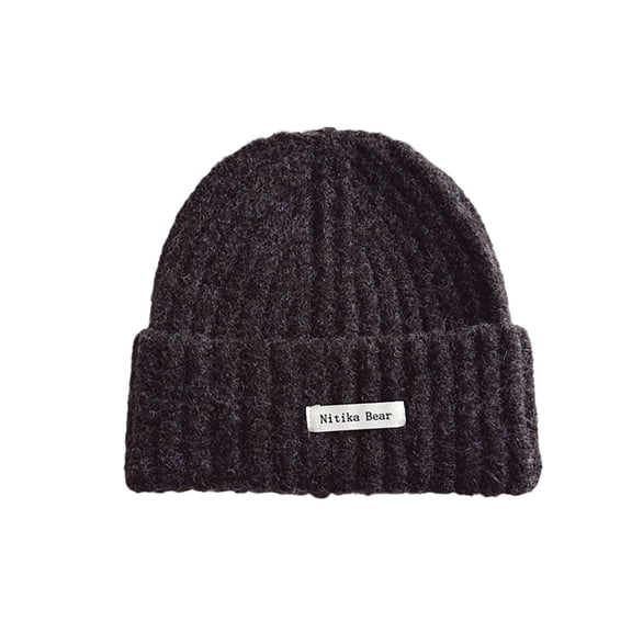 ZACPNCV Girls Bow Beanie Hat Winter Warm Knit Hats Cute Embroidery Bowknot Caps Streetwear Dark Gray Free Size