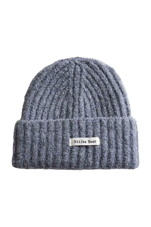 Girls Bow Beanie Hat Winter Warm Knit Hats Cute Embroidery Bowknot Caps Streetwear Gray Free Size