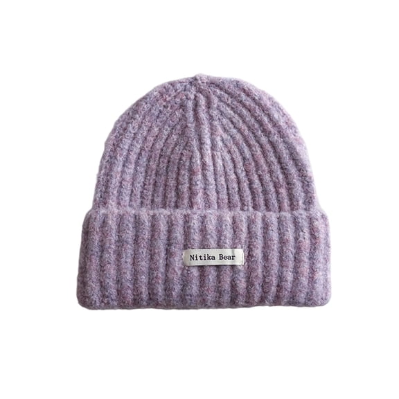 ZACPNCV Girls Bow Beanie Hat Winter Warm Knit Hats Cute Embroidery Bowknot Caps Streetwear Purple Free Size