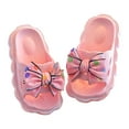 thumbnail image 1 of ZACPNCV Girls Bow Slippers Cute Flip Flops Summer Cushion Thick Sole Large Bow Cloud Slides Home Sandals Pink 3.5-4 Years, 1 of 7