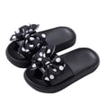thumbnail image 1 of ZACPNCV Girls Bow Slippers Summer Flip Flops Cushion Thick Sole Large Bow Platform Cloud Slides Home Sandals Black 7-8 Years, 1 of 3