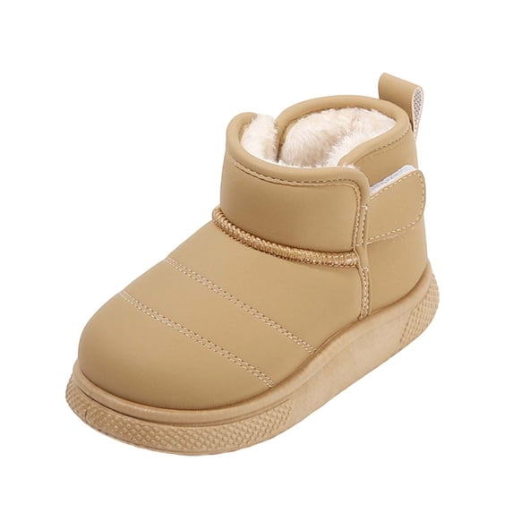 ZACPNCV Girls Boys Boots Kids Winter Ankle Faux Fur Lined Warm Snow Shoes Kid Short Boots for Little Brown