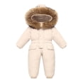 thumbnail image 1 of ZACPNCV Girls Boys Waterproof Snowsuits Toddler Kids Winter Snow Ski Suits One Piece Outdoor Hooded Jumpsuit Outfits White 5-6 Years, 1 of 5