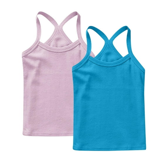 ZACPNCV Girls Camisole 2 Pack Cotton Soft and Breathable Cami Tank Top Girls Undershirts Pink 8-9 Years