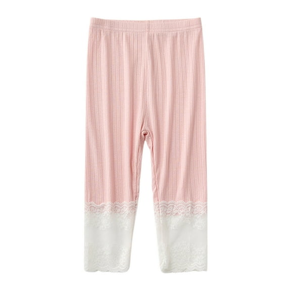 ZACPNCV Girls Capri Leggings 3/4 Pants Toddler Girl Basic Solid Summer Leggings Kids Dance Pants for School Pink 5-6 Years