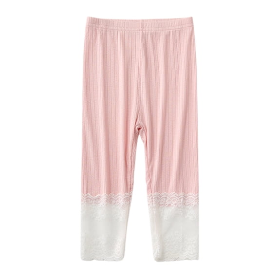 ZACPNCV Girls Capri Leggings 3/4 Pants Toddler Girl Basic Solid Summer Leggings Kids Dance Pants for School Pink 7-8 Years