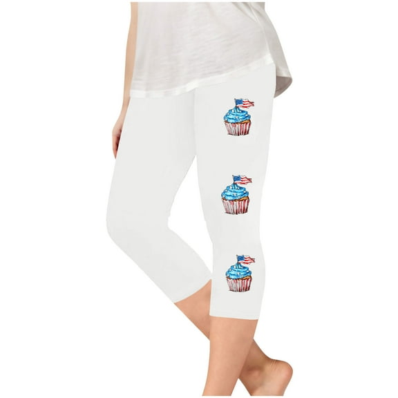 ZACPNCV Girls Capri Leggings Independence Day Print High Waist Kids Leggings Athletic Sports Workout Dance Tights Cropped Pants White 2-3 Years