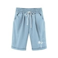 thumbnail image 1 of ZACPNCV Girls Casual Bermuda Shorts Kids Knee Length High Waisted Summer Shorts Comfy Drawstring Short Pants with Pockets Blue 11-12 Years, 1 of 6