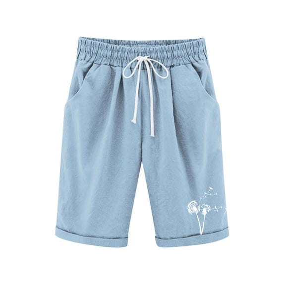 ZACPNCV Girls Casual Bermuda Shorts Kids Knee Length High Waisted Summer Shorts Comfy Drawstring Short Pants with Pockets Blue 11-12 Years