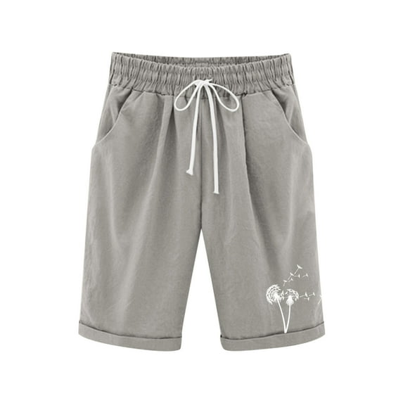 ZACPNCV Girls Casual Bermuda Shorts Kids Knee Length High Waisted Summer Shorts Comfy Drawstring Short Pants with Pockets Gray 9-10 Years
