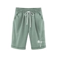 thumbnail image 1 of ZACPNCV Girls Casual Bermuda Shorts Kids Knee Length High Waisted Summer Shorts Comfy Drawstring Short Pants with Pockets Green 7-8 Years, 1 of 6