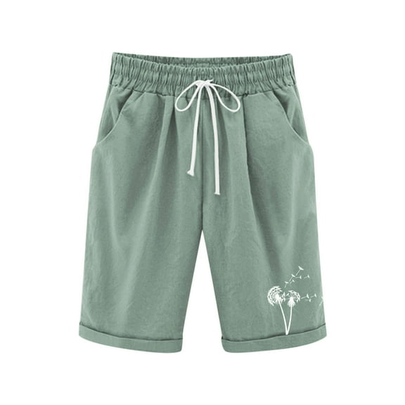ZACPNCV Girls Casual Bermuda Shorts Kids Knee Length High Waisted Summer Shorts Comfy Drawstring Short Pants with Pockets Green 9-10 Years