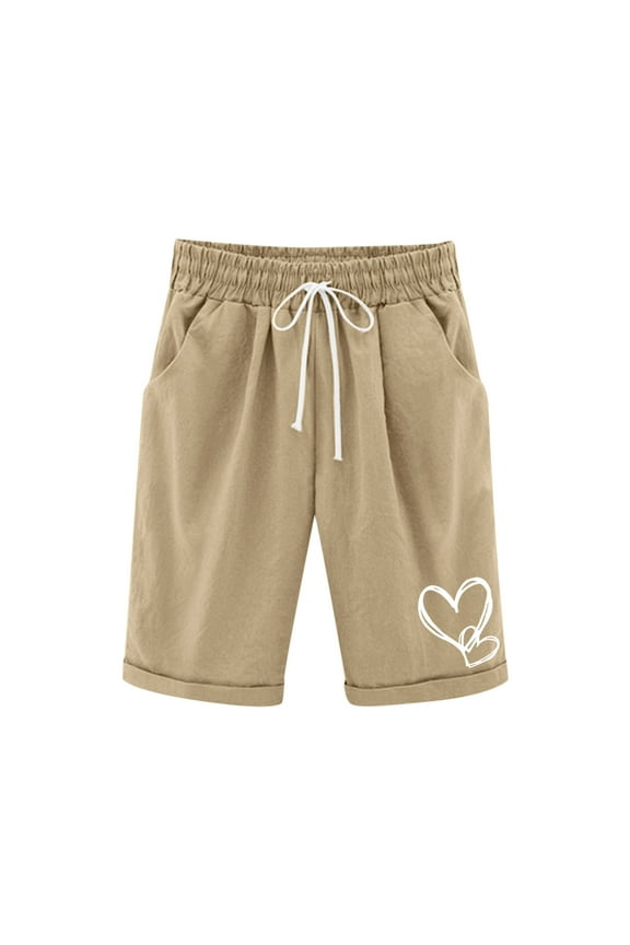 Girls Casual Bermuda Shorts Kids Knee Length High Waisted Summer Shorts Comfy Drawstring Short Pants with Pockets Khaki 11-12 Years