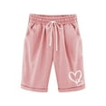 thumbnail image 1 of ZACPNCV Girls Casual Bermuda Shorts Kids Knee Length High Waisted Summer Shorts Comfy Drawstring Short Pants with Pockets Pink 5-6 Years, 1 of 6