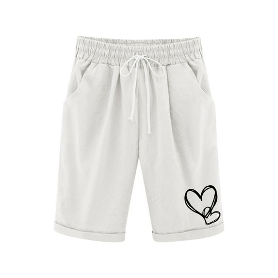 ZACPNCV Girls Casual Bermuda Shorts Kids Knee Length High Waisted Summer Shorts Comfy Drawstring Short Pants with Pockets White 11-12 Years