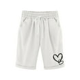 thumbnail image 1 of ZACPNCV Girls Casual Bermuda Shorts Kids Knee Length High Waisted Summer Shorts Comfy Drawstring Short Pants with Pockets White 12-13 Years, 1 of 6