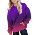 thumbnail image 1 of ZACPNCV Girls Casual Hoodies Crew Neck Long Sleeve Sweatshirts with Pocket Lightweight Pullover Tops Purple 14-15 Years, 1 of 1