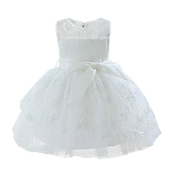 ZACPNCV Girls Christmas Dress Lace Flower Girl Wedding Prom Pageant Birthday Party Toddler Girl Formal Dress White 11-12 Years