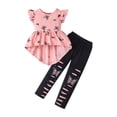 thumbnail image 1 of ZACPNCV Girls Clothes Ruffle Shoulder High Low Hem Short Sleeve Top and Pants 2 Piece Fall Outfits Clothing Set Pink 4-5 Years, 1 of 9