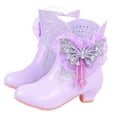 thumbnail image 1 of ZACPNCV Girls Cowgirl Boots Kids Western Boots Mid Calf Toddler Riding Shoes Glitter Boots Purple 9-9.5 Years, 1 of 1