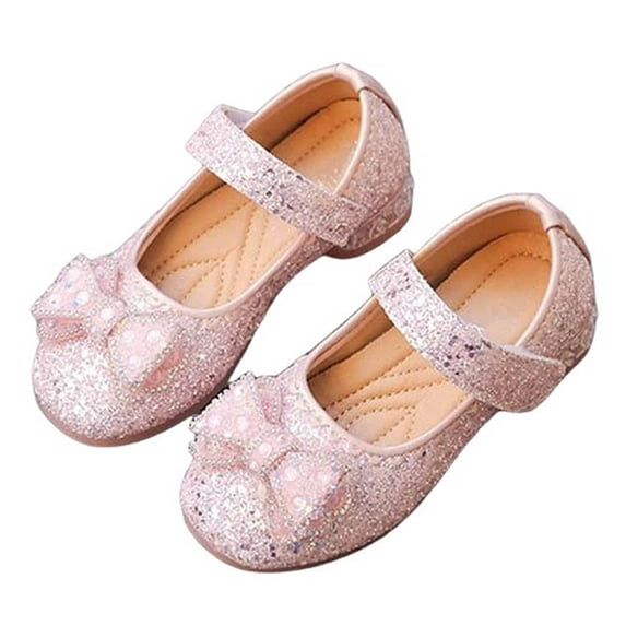 ZACPNCV Girls Crystal Bow Flats Rhinestone Princess Dress Shoes Soft Sole Pageant Wedding Party