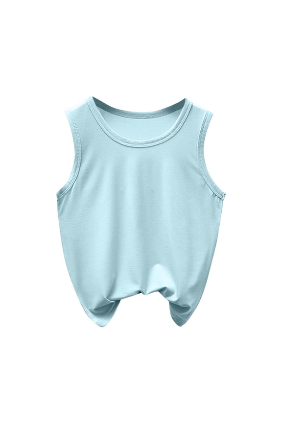Girls Dance Tank Tops Racerback Sleeveless Crop Tops Cotton Tank Tops for Ballet Dancewear Gym Blue 2-3 Years