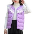 thumbnail image 1 of ZACPNCV Girls Down Puffer Vest Kids Fall Winter Thermal Kids Sleeveless Jacket Waistcoat Unisex Solid Button Down Coat Purple 5-6 Years, 1 of 1