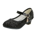 thumbnail image 1 of ZACPNCV Girls Dress Shoes Mary Jane Flower Girls Shoes Cute Princess Low Heels for School Wedding Party Black 10-11 Years, 1 of 7