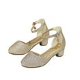 thumbnail image 1 of ZACPNCV Girls Dress Shoes Mary Jane Low Heel Party Flower Wedding Princess Pumps for Little Girls Gold 5.5-6 Years, 1 of 9
