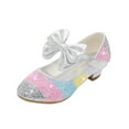 thumbnail image 1 of ZACPNCV Girls Dress Shoes Mary Jane Low Heel Party Flower Wedding Princess Pumps for Little Girls Silver 4.5-5.5 Years, 1 of 7