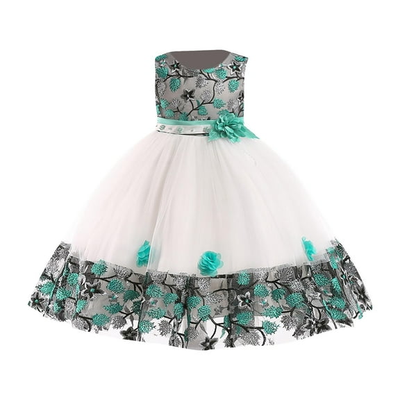 ZACPNCV Girls Dress Sleeveless Sequins Princess Dresses Toddler Wedding Birthday Party Gown Dresses Green 3-4 Years