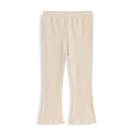 ZACPNCV Girls Flare Leggings Solid Color High Waist Bell Bottom Yoga Pants Elastic Waist Stretchy Slim Bootcut Pants for 2-8 Years 4-5Years Beige