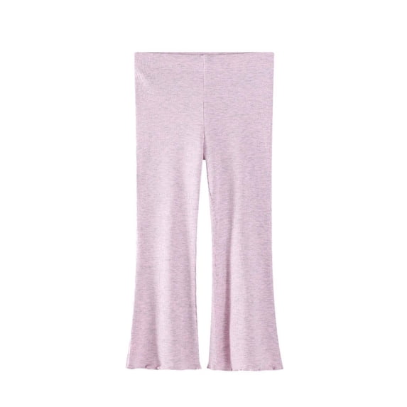 ZACPNCV Girls Flare Leggings Solid Color High Waist Bell Bottom Yoga Pants Elastic Waist Stretchy Slim Bootcut Pants for 2-8 Years 6-7Years Purple