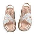thumbnail image 1 of ZACPNCV Girls Flatform Wedge Open Toe Summer Sandals with Buckle Ankle Strap for Little Girls Gold 2.3-2.6 Years, 1 of 8