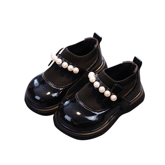 ZACPNCV Girls Flats Dress Shoes Casual Loafers Comfort Non-Slip Sole Wedding Party School Uniform Black 2-3 Years