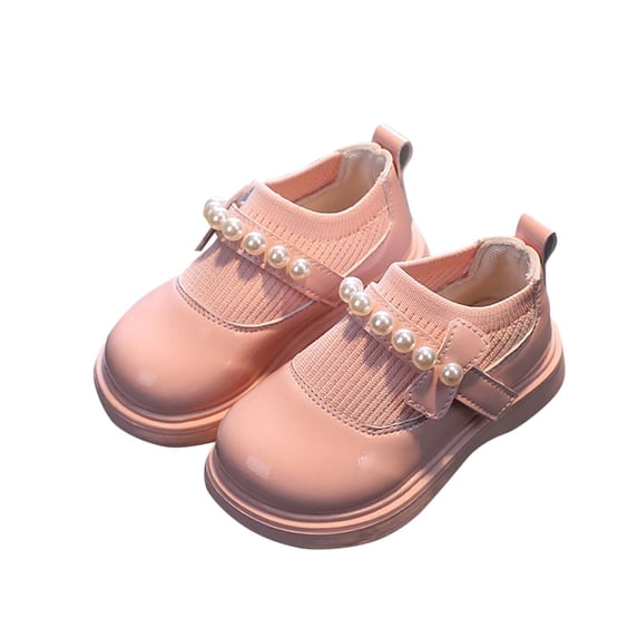 ZACPNCV Girls Flats Dress Shoes Casual Loafers Comfort Non-Slip Sole Wedding Party School Uniform Pink 5-6 Years