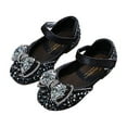thumbnail image 1 of ZACPNCV Girls Flats Sparkle Princess Dress Shoes Bow Wedding Party Flower Bridesmaids Mary Jane Ballet Flats for Kids Black 12-13 Years, 1 of 5