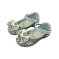 thumbnail image 1 of ZACPNCV Girls Flats Sparkle Princess Dress Shoes Bow Wedding Party Flower Bridesmaids Mary Jane Ballet Flats for Kids Green 3-4 Years, 1 of 6