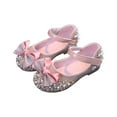 thumbnail image 1 of ZACPNCV Girls Flats Sparkle Princess Dress Shoes Bow Wedding Party Flower Bridesmaids Mary Jane Ballet Flats for Kids Pink 6-7 Years, 1 of 9