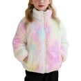 thumbnail image 1 of ZACPNCV Girls Fleece Jacket Kids Zip up Stand Collar Solid Sherpa Coat with Pockets Fall Winter Soft Warm Fuzzy Plush Outwear, 1 of 8