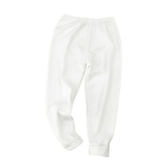 ZACPNCV Girls Fleece Lined Leggings Winter Warm Thick Leggings for Kids Full Length Pants White 11-12 Years
