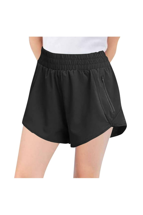 Girls' French Terry Patch Pocket Shorts Black 12-13 Years
