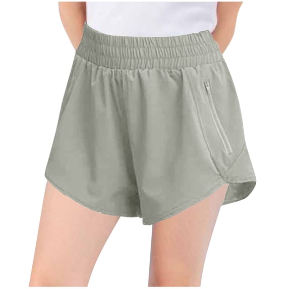 ZACPNCV Girls' French Terry Patch Pocket Shorts Gray 9-10 Years