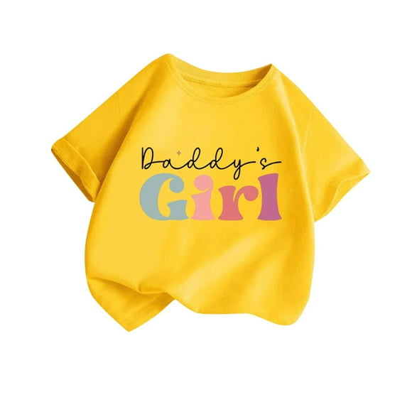 ZACPNCV Girls Graphic Tees Short Sleeve Crewneck T Shirt Cute Tops Casual Summer Tee Tops Yellow 2-4 Years