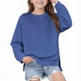 thumbnail image 1 of ZACPNCV Girls Hoodies Sweatshirts Half Zipper Pulr Crop Tops for Teen Girls Long Sleeve Sweater Thumb Hole Blue 5-6 Years, 1 of 7