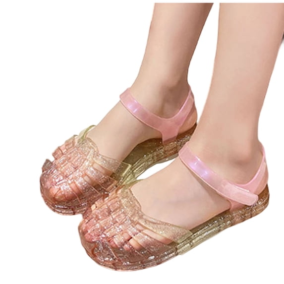 ZACPNCV Girls Jelly Sandals Clear Gradient Glitter Beach Pool Princess Summer Shoes