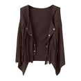 thumbnail image 1 of ZACPNCV Girls Kids Fringe Vest 60s 70s Hippie Vest Sleeveless Western Tassel Leather Jacket Brown 5-6 Years, 1 of 8