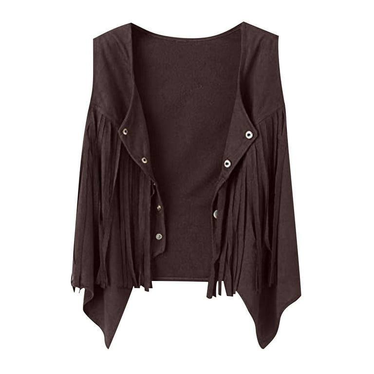 トップス NINE Fringe leather vest Fringed Leather Western Vest